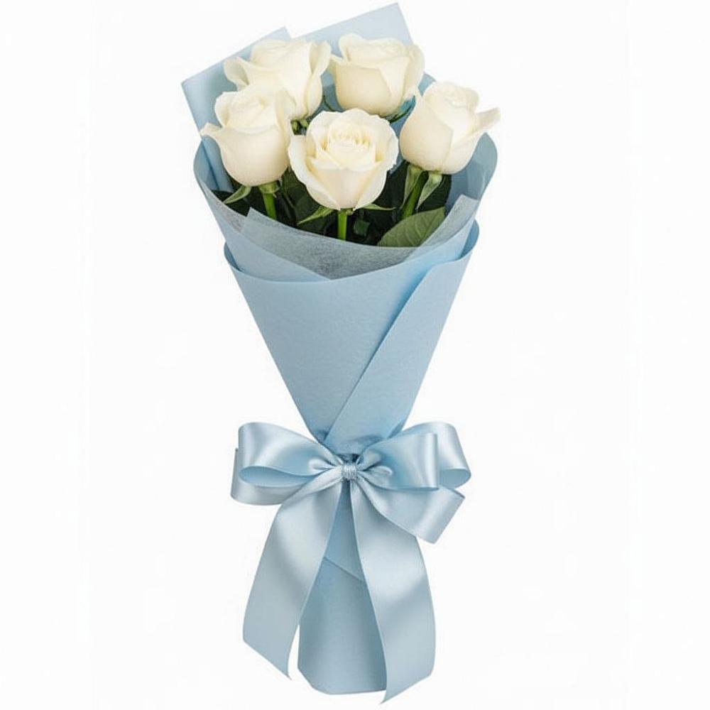 Букет 5 Белых роз Проуд в Борисово