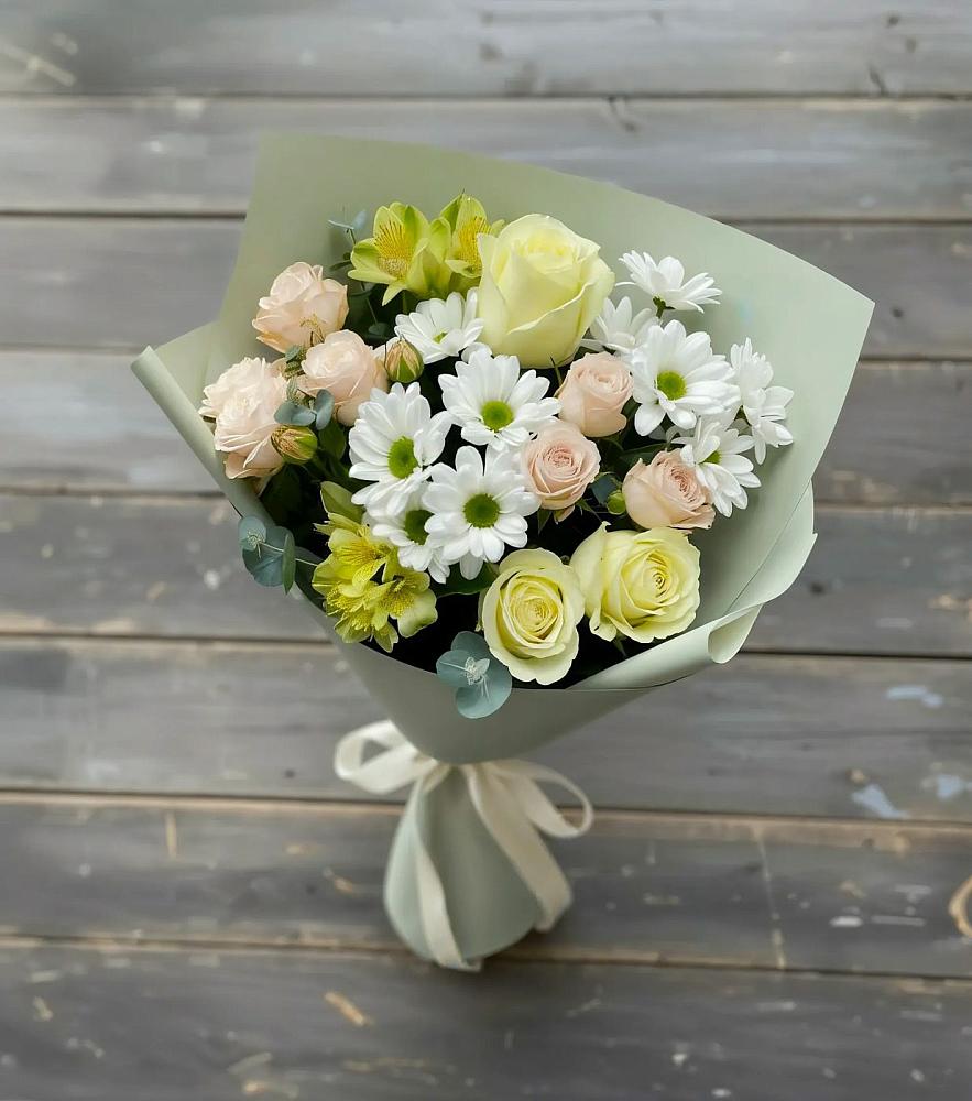 Букет цветов из: Альстромерии, Розы и Хризантемы в Борисово