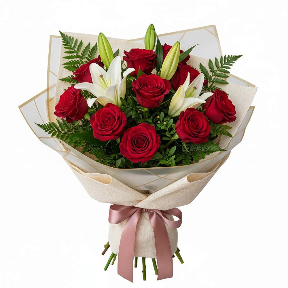 Букет цветов из: Лилии и Розы в Борисово