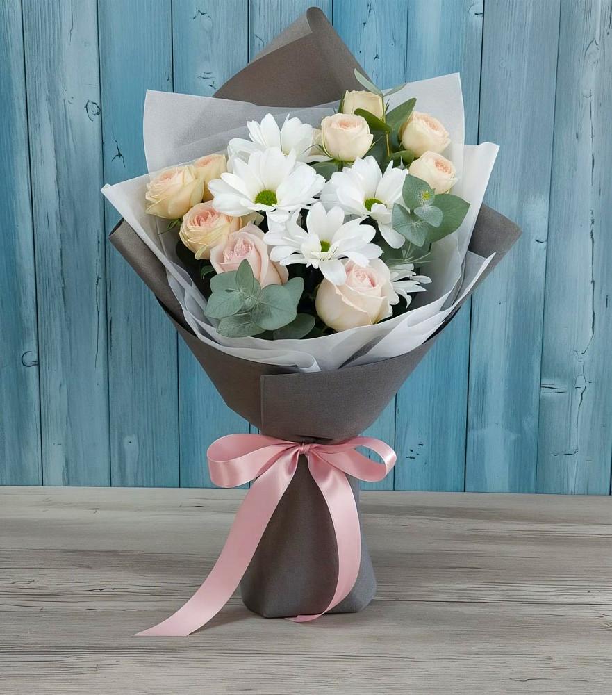 Букет цветов из: Хризантемы и Розы в Борисово