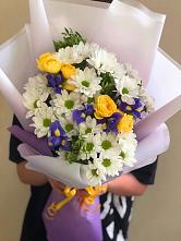 Букет цветов из:  Ирисы, Хризантемы и Розы #REPLACE_PRED# Борисово