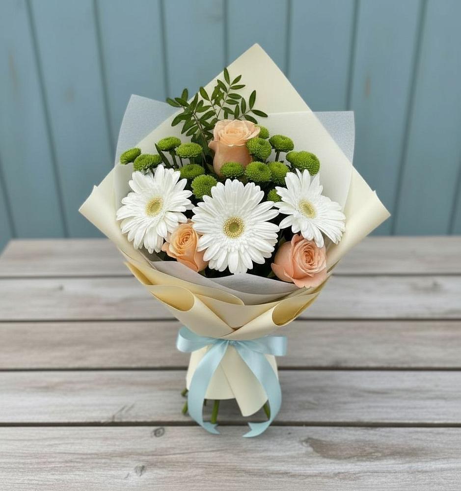 Букет цветов из: Герберы, Розы и Хризантемы в Борисово