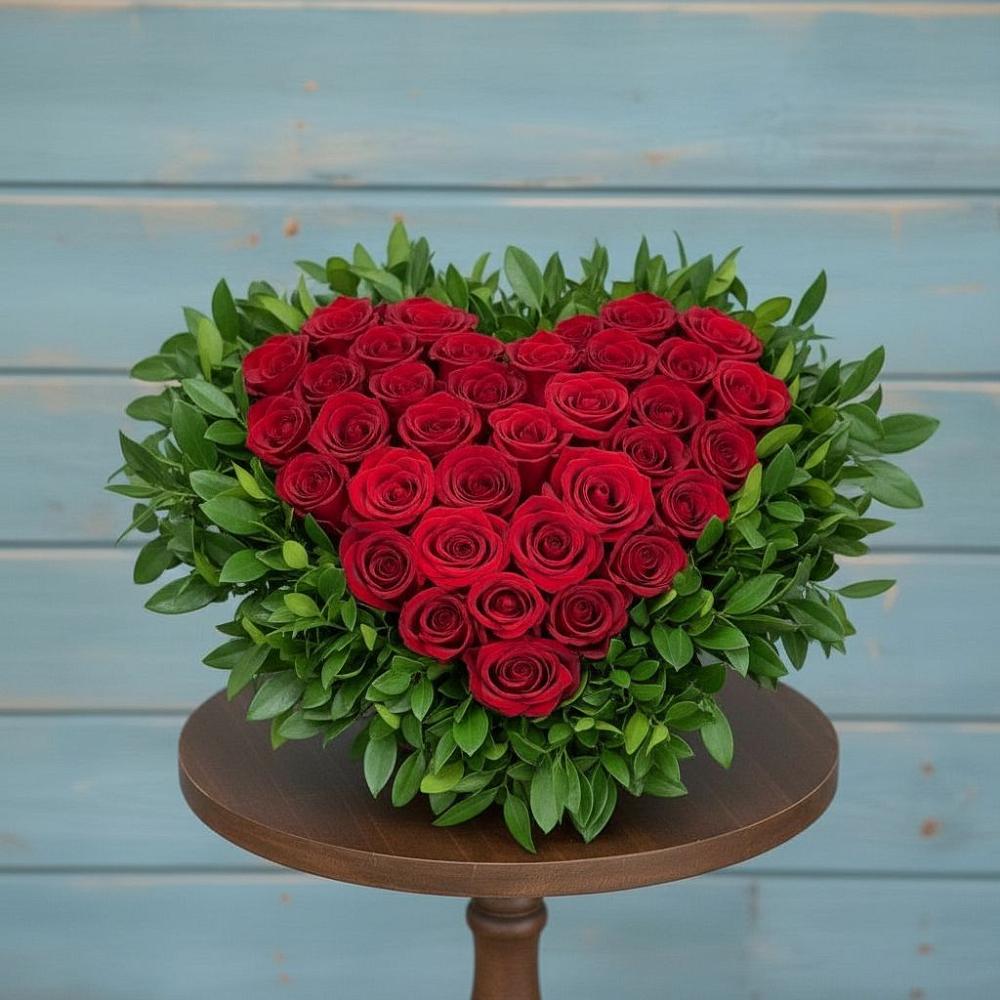 Цветочная композиция из Розы в виде сердца в Борисово