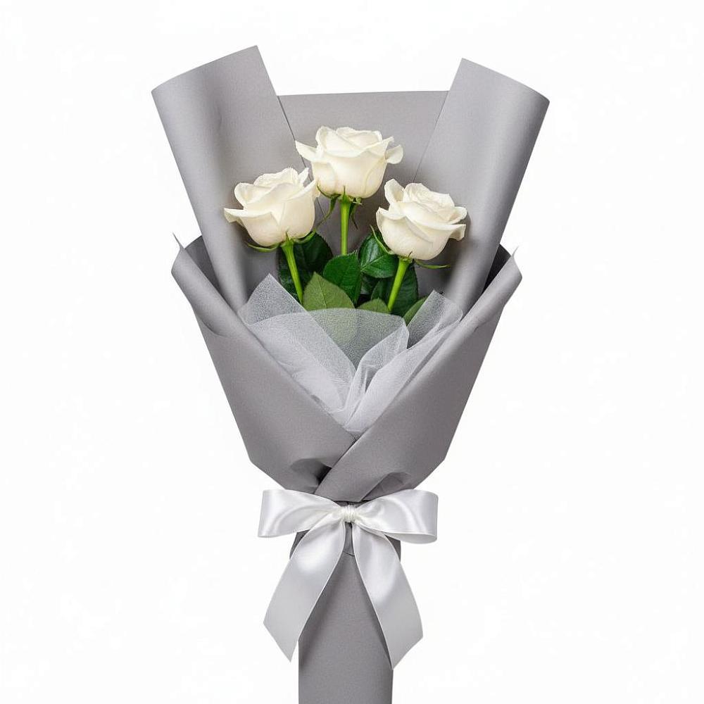 Букет 3 белые розы в Борисово