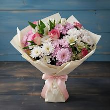 Букет цветов из:  Хризантемы, Альстромерии и Розы #REPLACE_PRED# Борисово