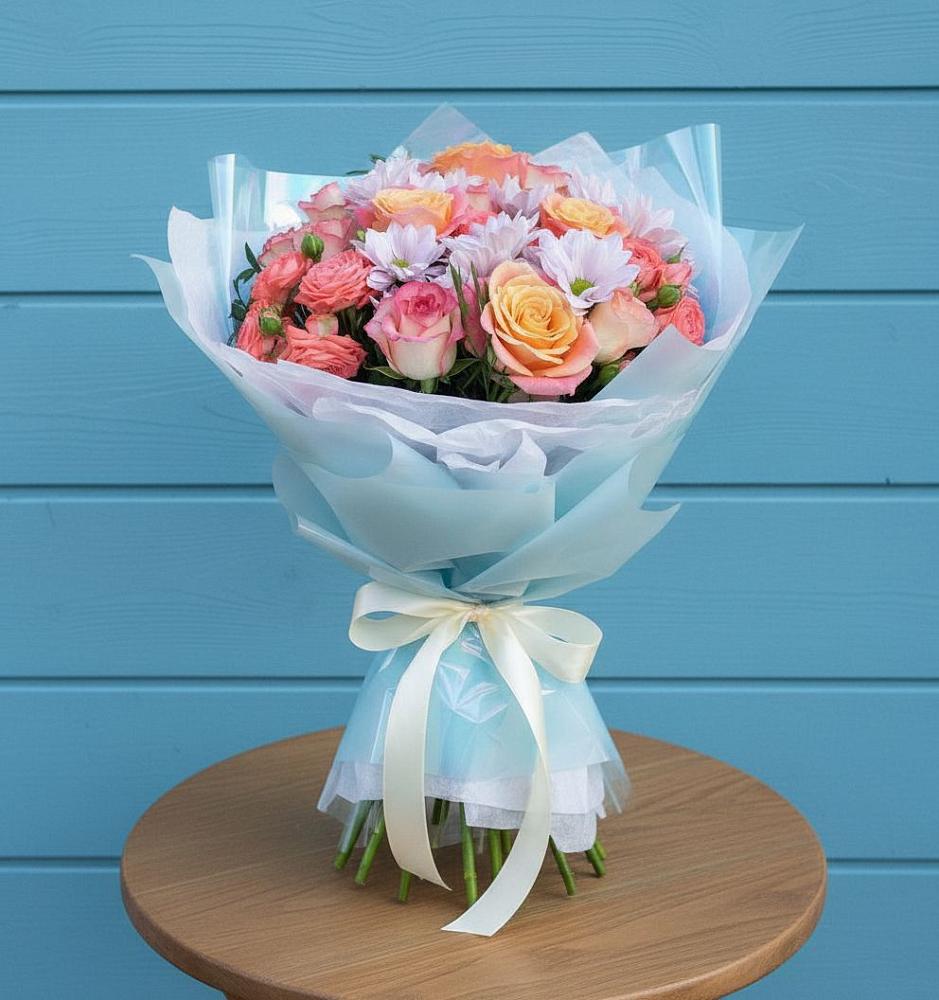 Букет цветов из: Хризантемы и Розы в Борисово