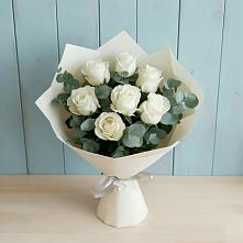 Букет Белые розы в Эвкалипте #REPLACE_PRED# Борисово