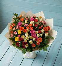 Букет Микс из разноцветных кустовых роз в Борисово